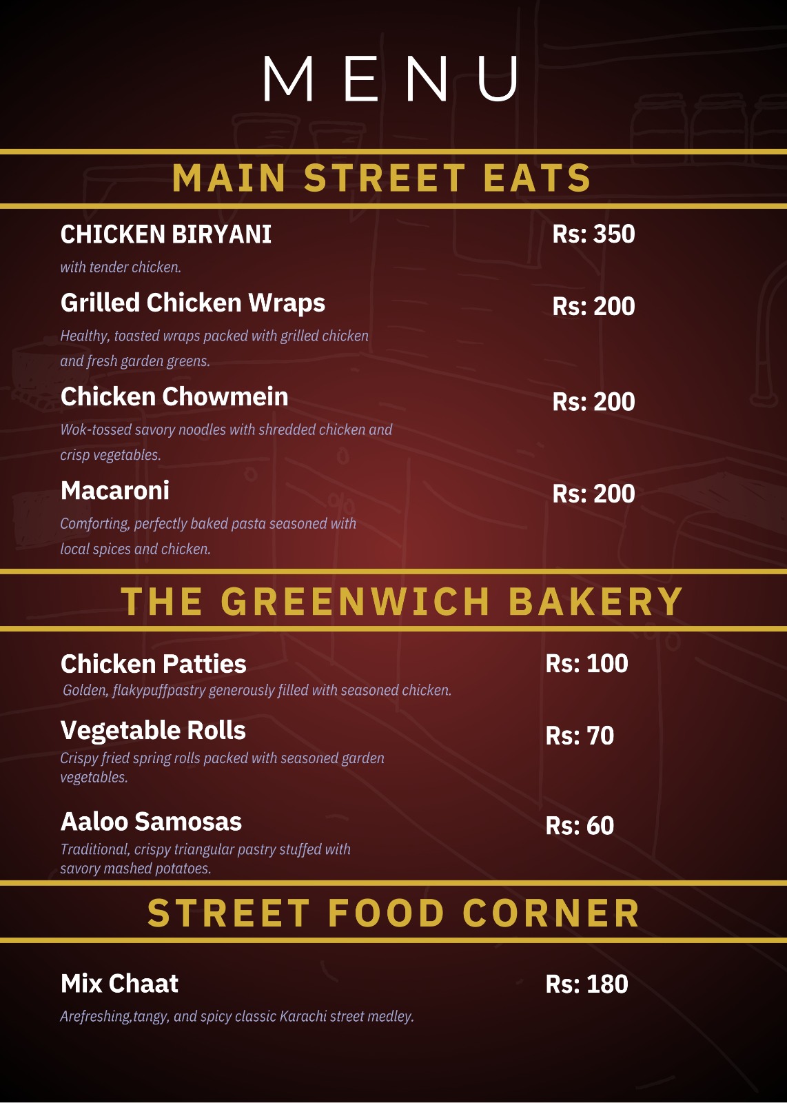Menu — Main Street Eats, Bakery & Street Food